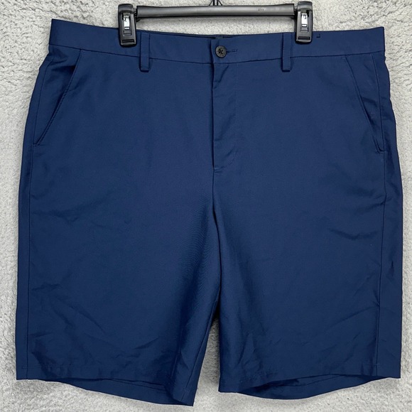 Fila Sport Mens Chino Golf Shorts 40 Navy Blue Athletic Flat Front Pockets Logo